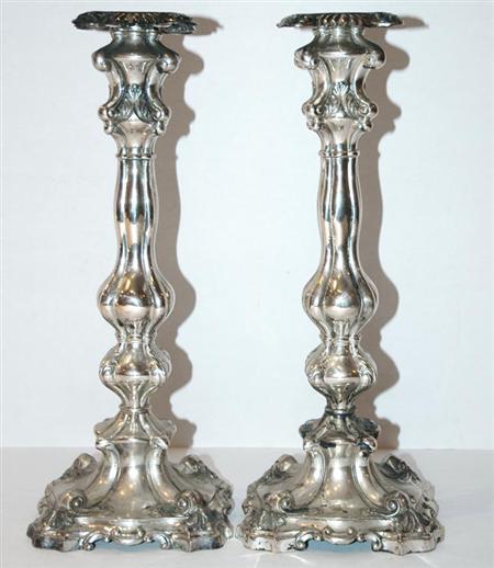 Appraisal: Pair of Continental Silver Candlesticks Estimate -