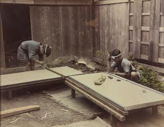 Appraisal: Photograph Genre Scene Making Tatami Japanese School th century Genre