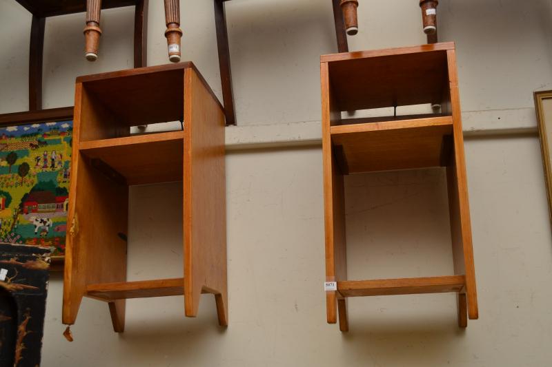 Appraisal: A PAIR OF MIDCENTURY HARDWOOD BEDSIDE TABLES A PAIR OF