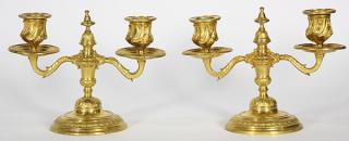 Appraisal: Pair of Louis XV style ormolu candelsticks Pair of Louis