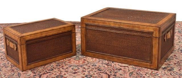 Appraisal: lot of Maitland-Smith rattan trunks late th c with gilt