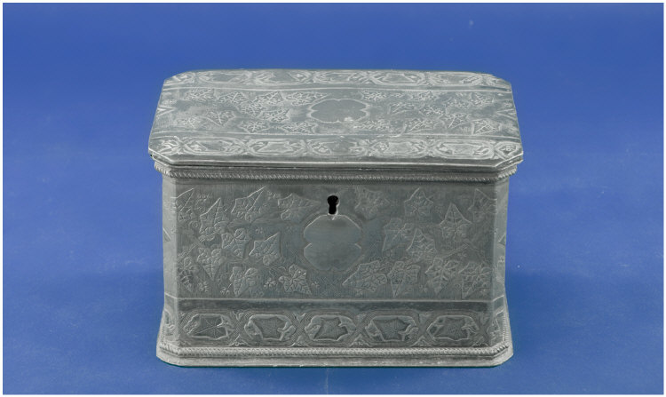 Appraisal: Victorian Pewter Tea Caddy The Hinged Lid Broken Hinge Opens