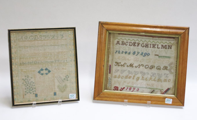 Appraisal: TWO TH CENTURY FRAMED EMBROIDERED SAMPLERS dated and each having