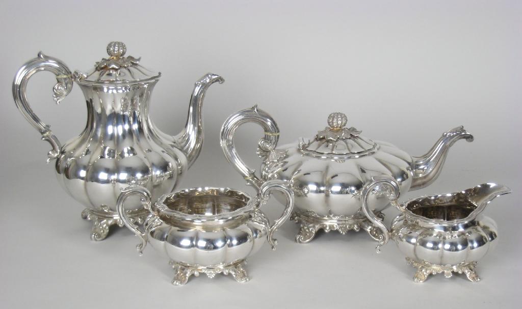 Appraisal: A modern four piece Tea and Coffee Service of melon