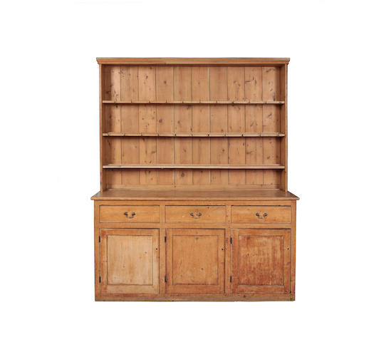 Appraisal: A th century pine dresser The moulded cornice above three-plate