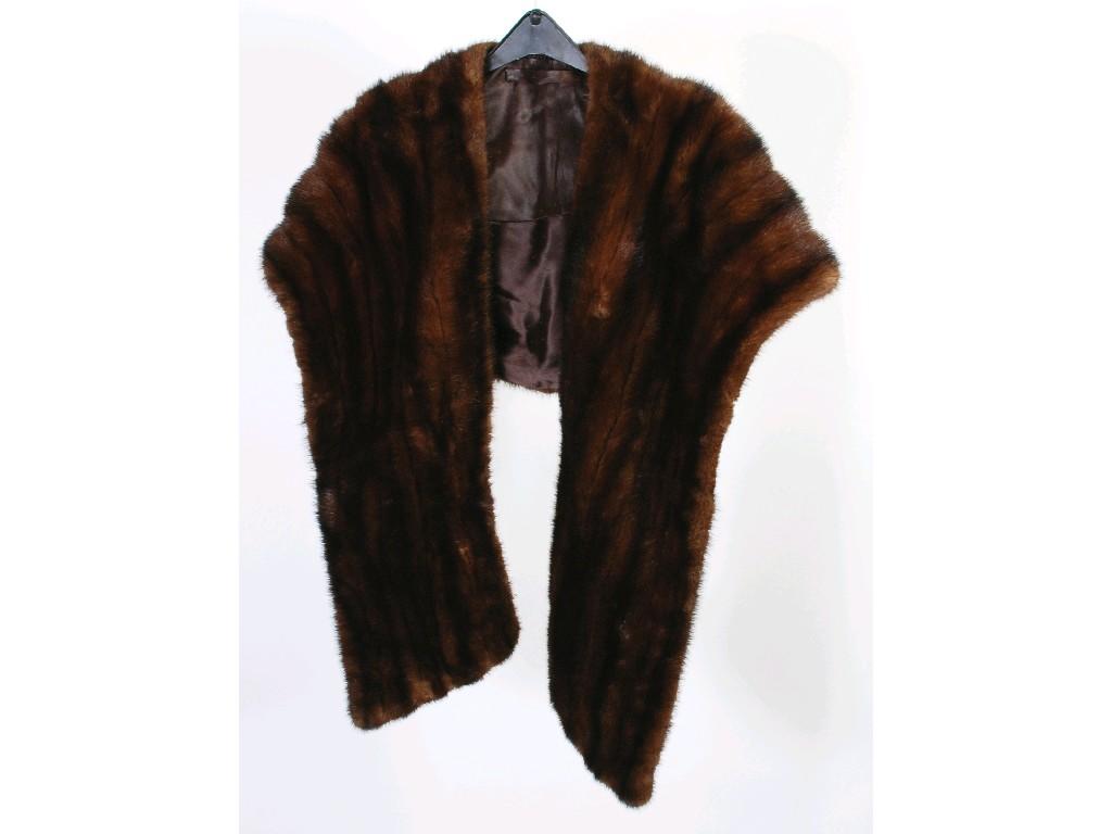 Appraisal: DARK BROWN MINK EVENING SHAWL shaped for the shouldersEST -