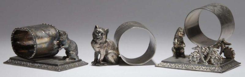 Appraisal: Lot of Cat Figural Napkin Rings Description First is a