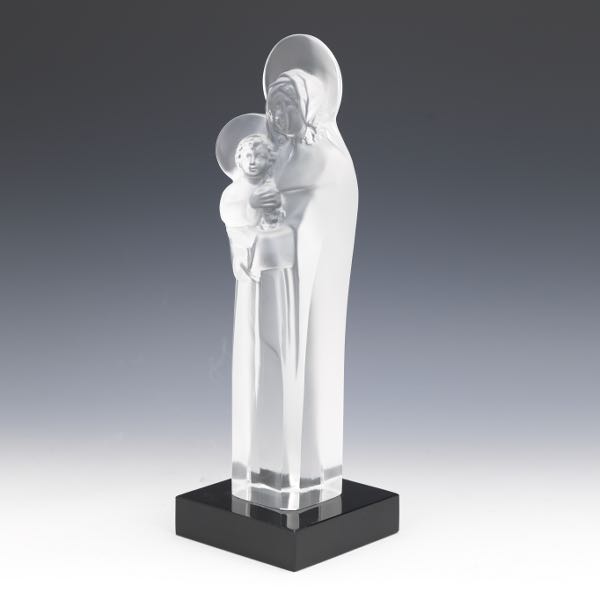 Appraisal: LALIQUE MADONNA AND CHILD SCULPTURE x - x Clear frosted