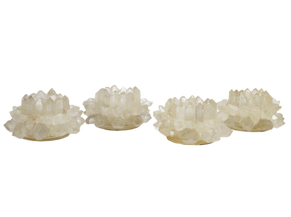 Appraisal: faceted quartz clusters votive candle holders with all quartz pieces