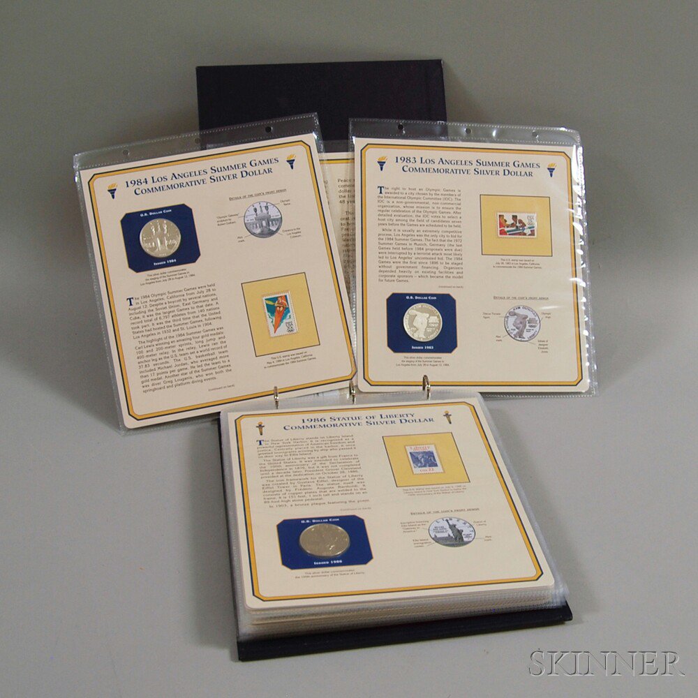 Appraisal: Thirteen U S Commemorative Silver Dollar Collector's Panels each with