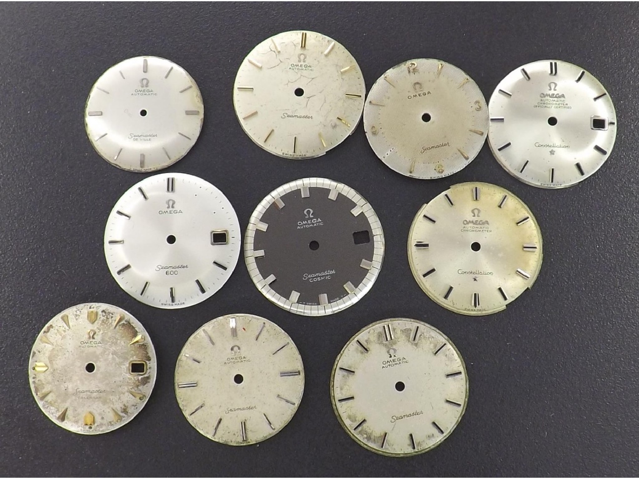 Appraisal: Eight various Omega Seamaster wristwatch dials together with two Omega