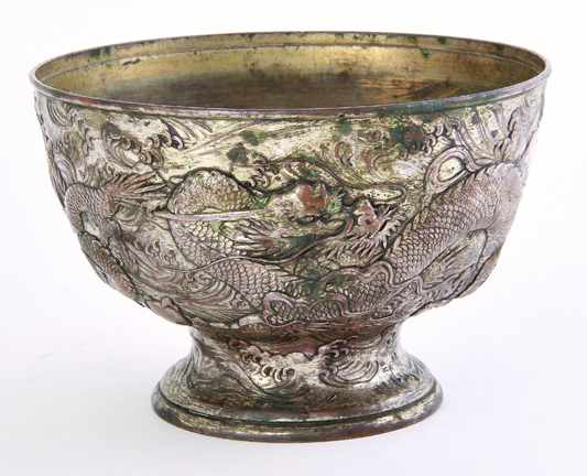 Appraisal: Japanese bronze bowl Meiji period circa deep bowl on pedestal