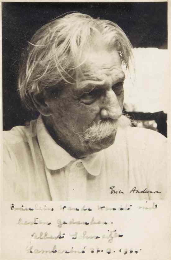 Appraisal: SCHWEITZER ALBERT Photograph inscribed ''Albert Schweitzer'' in German part illegible