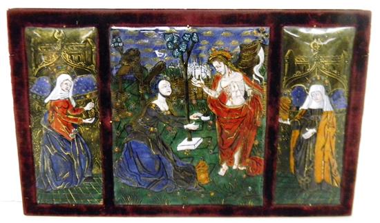 Appraisal: Enamel on copper triptych possibly th th C Limoges central