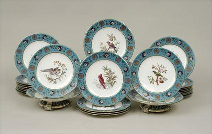 Appraisal: Minton Aesthetic Movement Gilt and Polychrome Decorated Porcelain Part Dessert