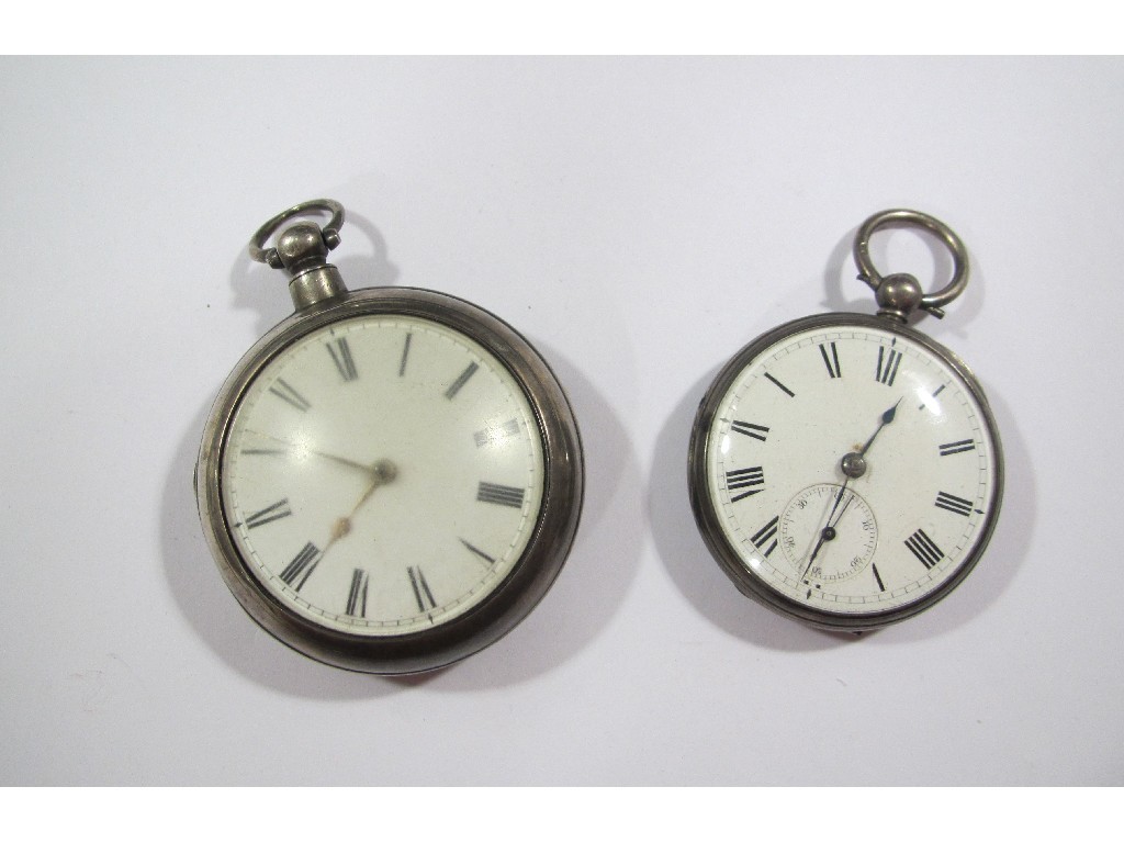 Appraisal: Two silver pocket watches one within pair case