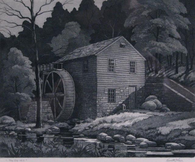 Appraisal: Kenneth J Reeve b The Old Mill Etching and aquatint