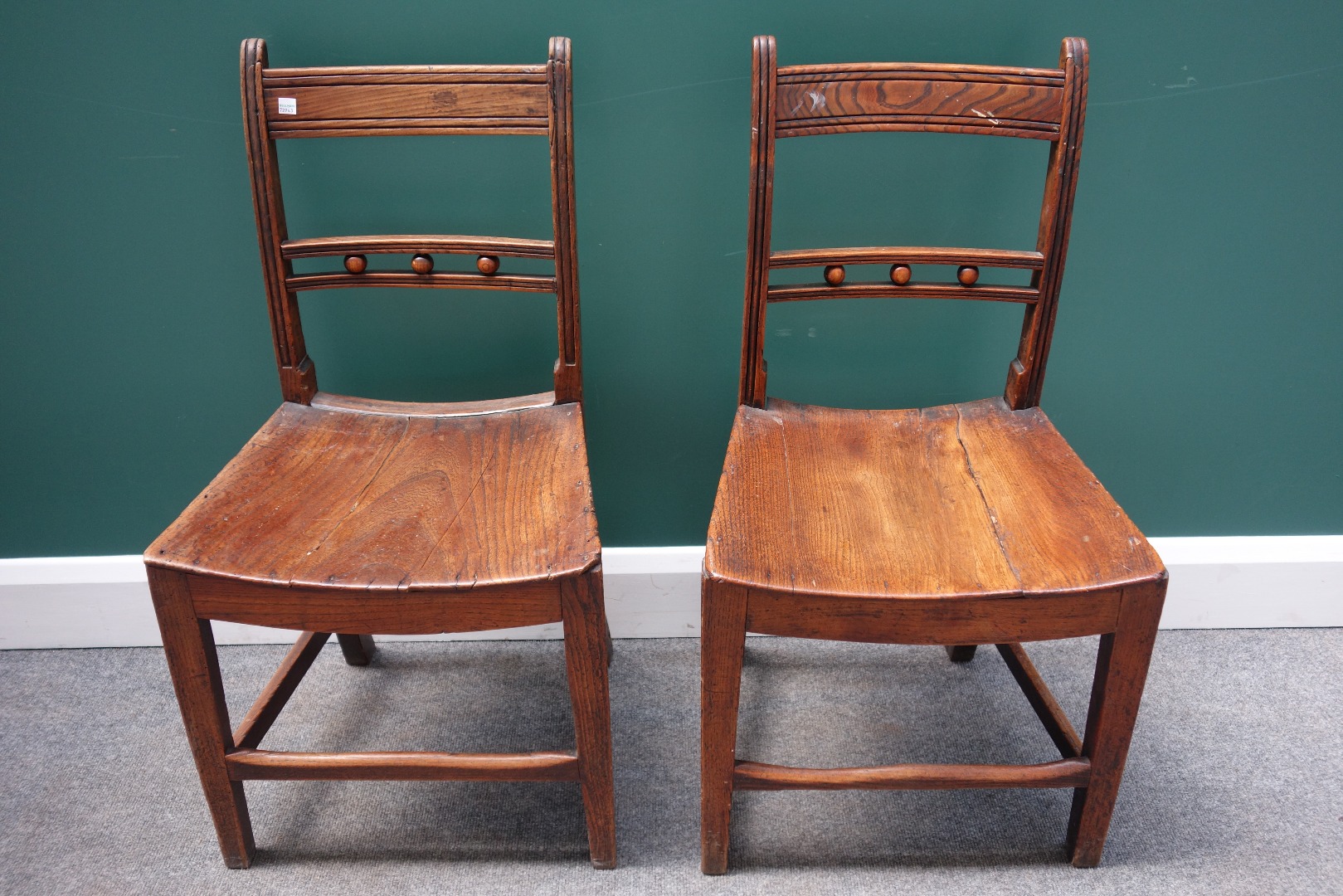 Appraisal: A set of six George III oak and elm dining