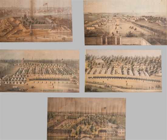 Appraisal: Civil War Camp Views Six chromolithographs ''Fort Federal Hill Baltimore