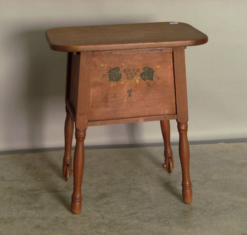 Appraisal: Work table with decorated pin top and red wash Provenance