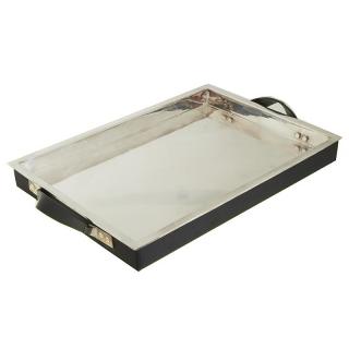 Appraisal: Ralph Lauren silver plate nylon and leather tray Ralph Lauren