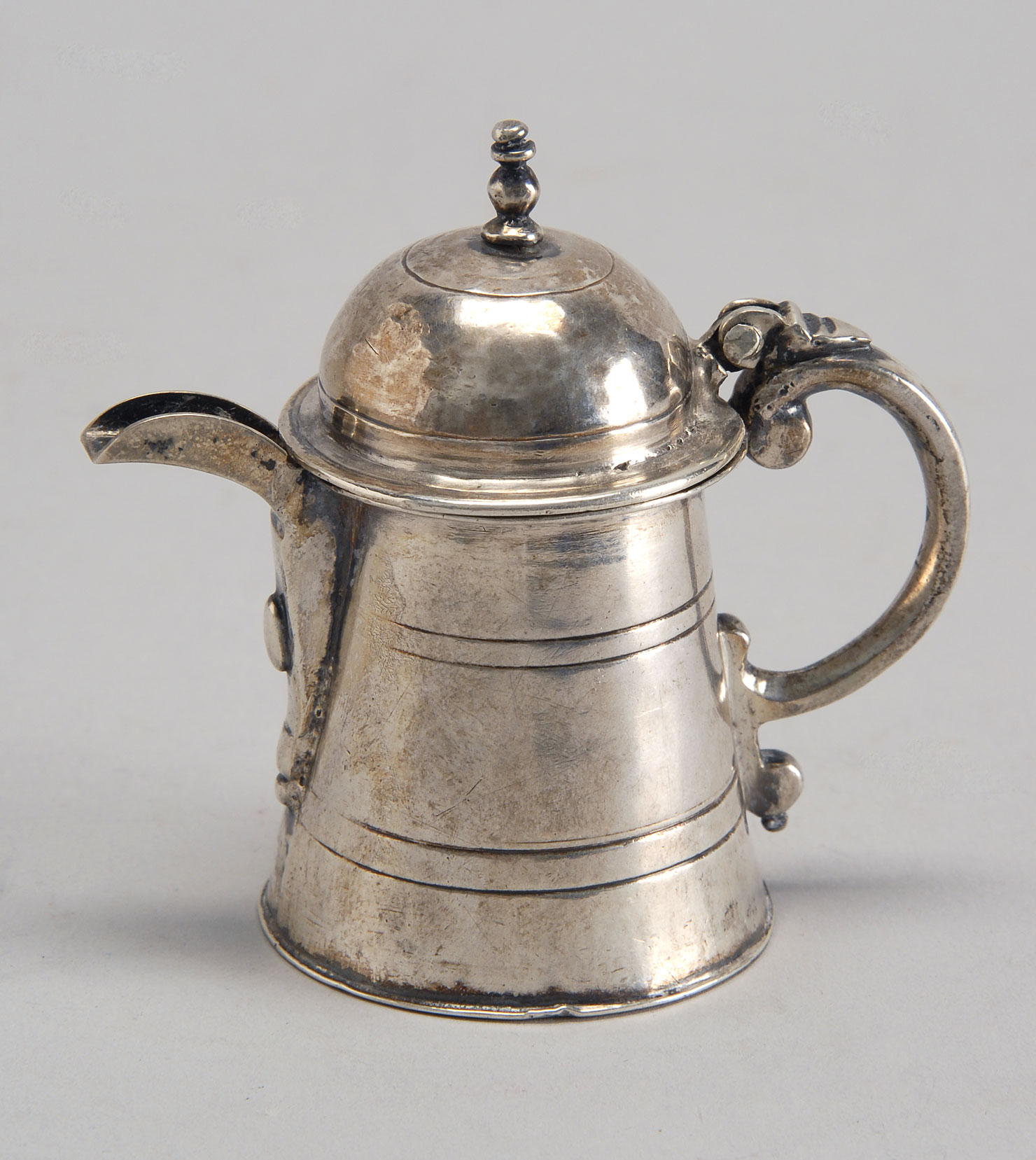 Appraisal: ANTIQUE MINIATURE AMERICAN COIN SILVER TEAPOT Height Approx troy oz