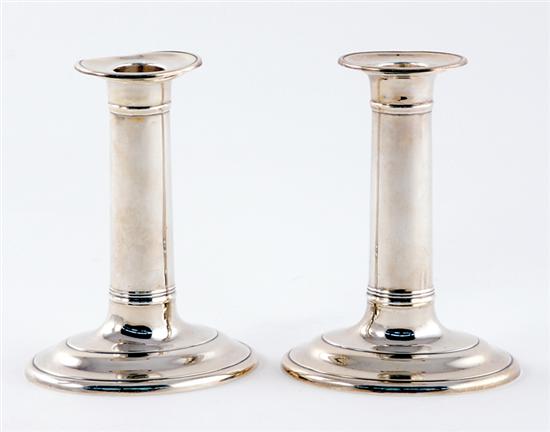 Appraisal: Pair Steiff sterling candlesticks ovoid bobeche on conforming shaft and