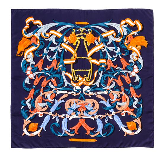 Appraisal: Sale Lot An Hermes cm Silk Scarf Le Mors a