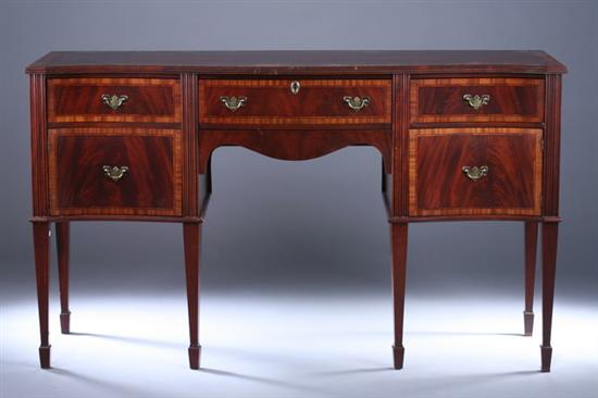 Appraisal: GEORGE III STYLE INLAID MAHOGANY SIDEBOARD th century Craftique Reeded