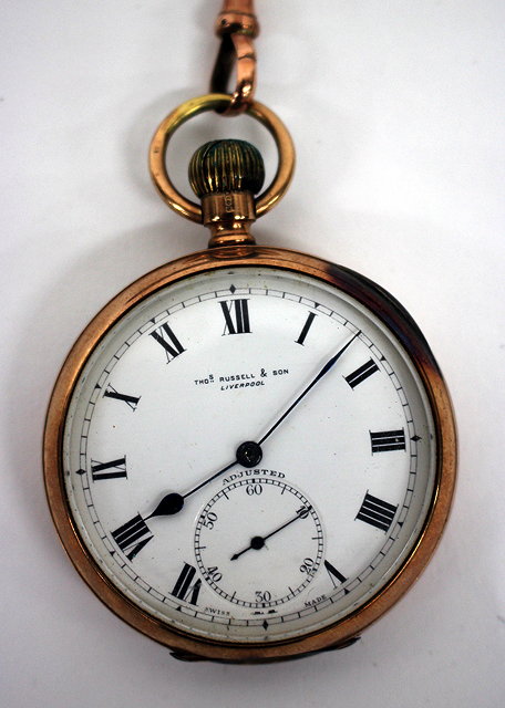 Appraisal: A THOMAS RUSSELL SON CT GOLD CASED POCKET WATCH the