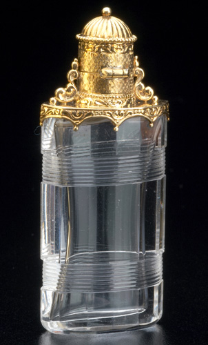 Appraisal: European gold and rock crystal perfume bottle ca Marked Ht