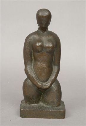 Appraisal: th Century School Female Nude Patinated metal x in