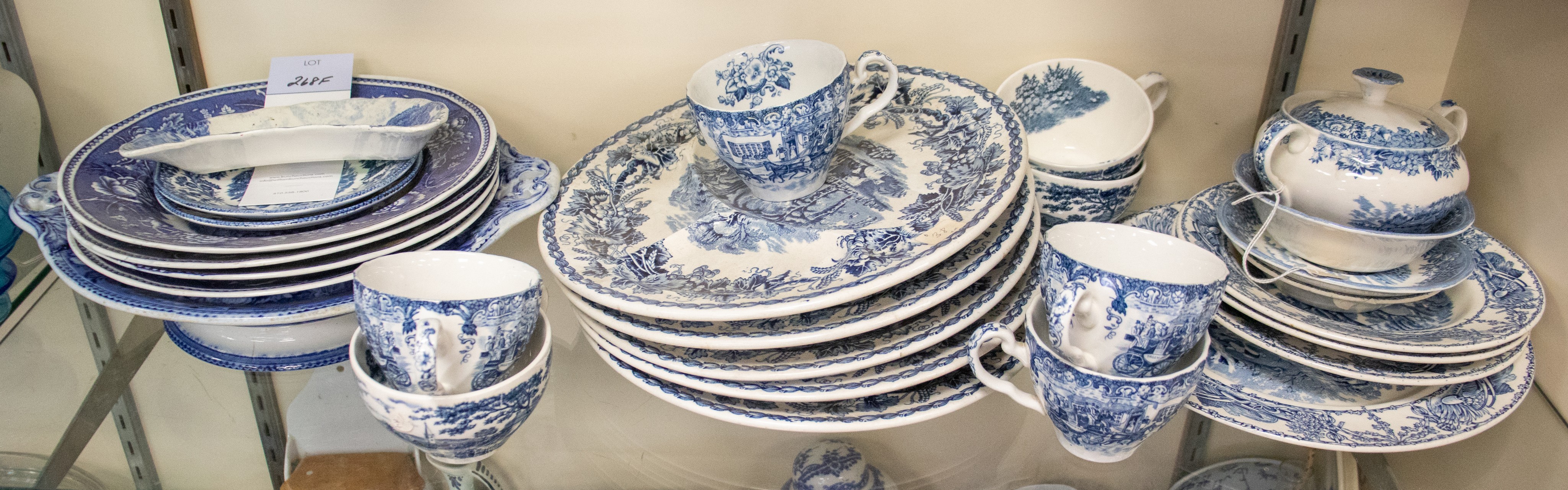 Appraisal: Large lot of scenic blue white porcelain including Wedgwood Arabia