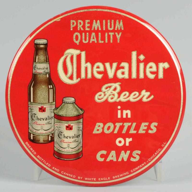 Appraisal: Chevalier Beer Celluloid Button Sign Nice labeled bottle on cone