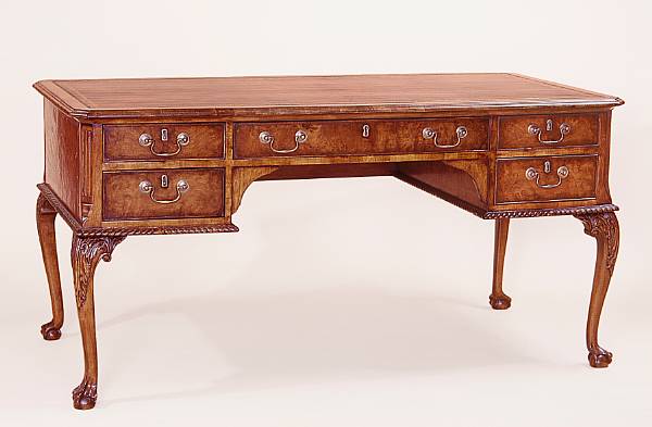 Appraisal: A George III style walnut desk height in width ft