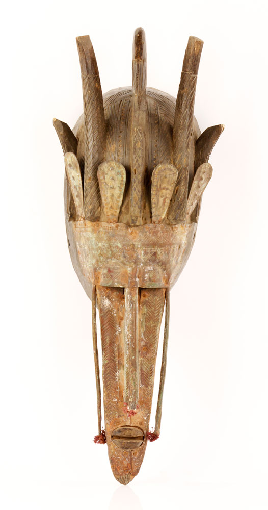 Appraisal: - Ceremonial African Mask Ceremonial African mask carved wood and