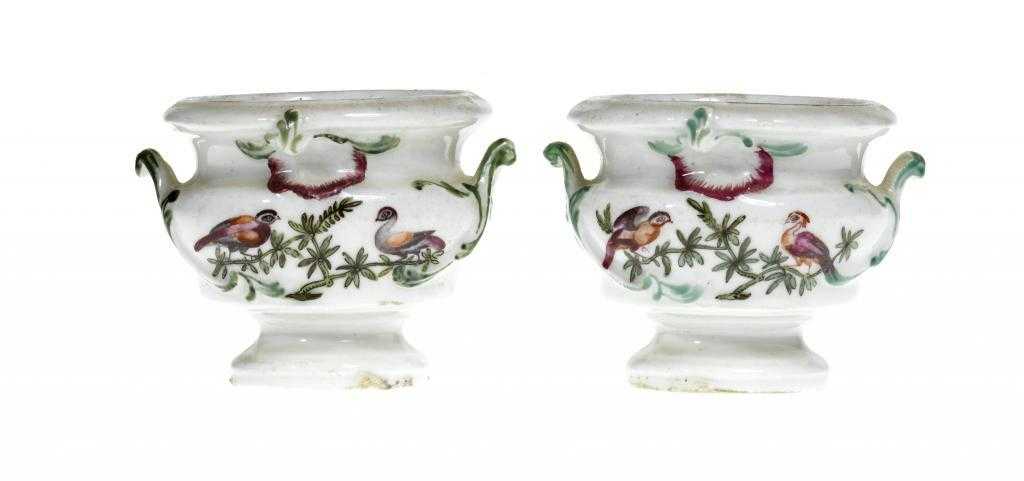 Appraisal: A PAIR OF DERBY SALT CELLARS of compressed ogee form