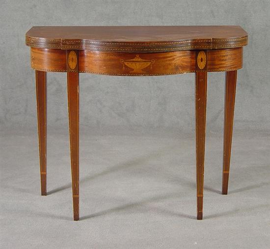 Appraisal: Mahogany Inlaid Card Table th Century Hepplewhite tapered legs and