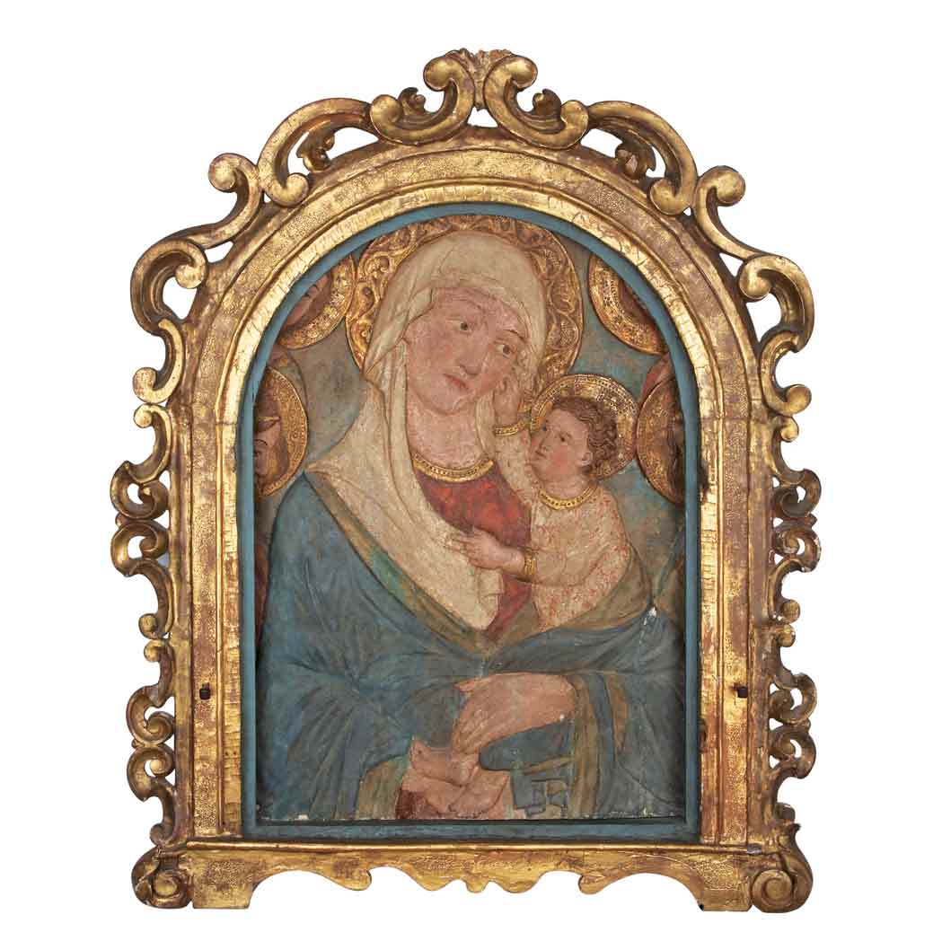 Appraisal: Continental Polychrome Panel th th Century Depicting the Madonna and