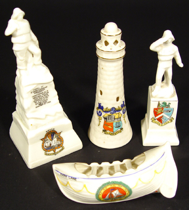 Appraisal: Four crested china models comprised two St Anne's lifeboat monuments