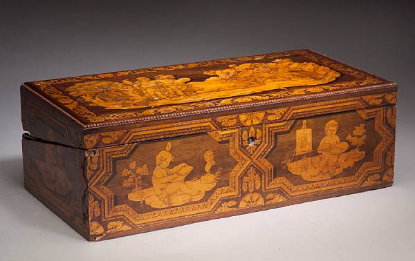 Appraisal: A fine Continental elaborately decorated penwork and marquetry traveling desk