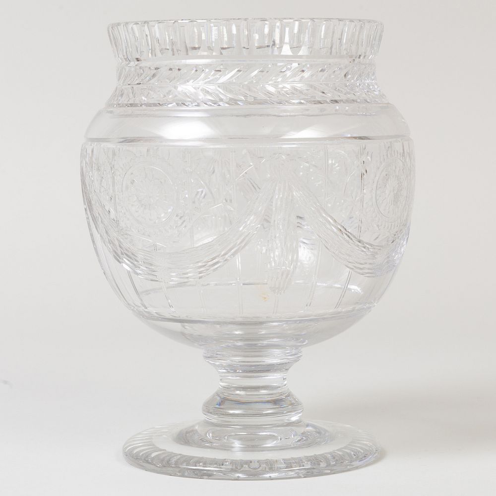 Appraisal: Webb Cut Glass Urn Form Vase Acid stamp x in