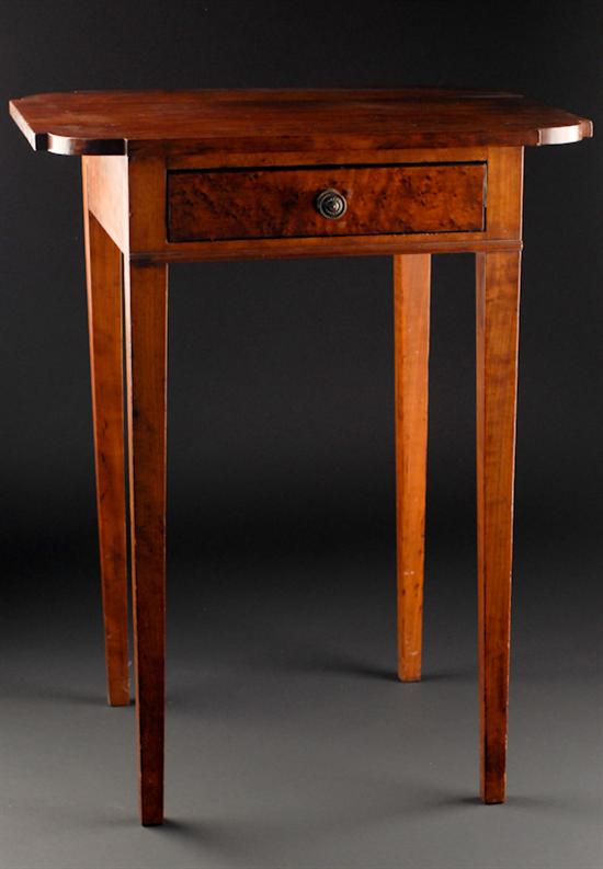 Appraisal: A th C One Drawer Side Table of figured maple