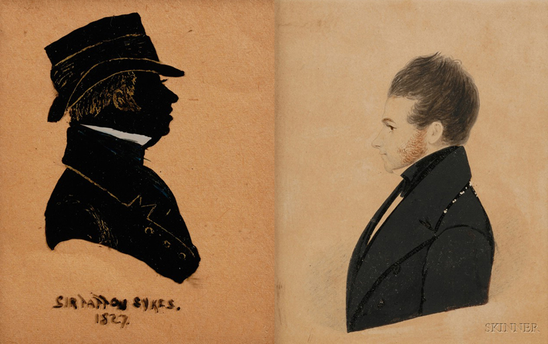 Appraisal: Two Small Profile Portraits of Gentlemen c the first a