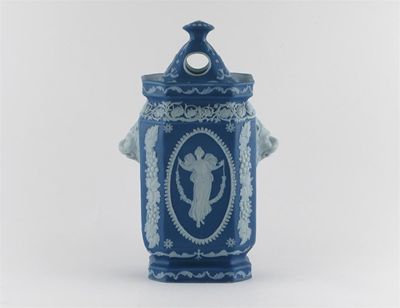 Appraisal: A Jasperware pot pourri vase and cover with lion mask