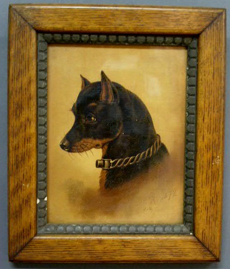 Appraisal: Oil on board canine portrait signed H Simon J Q