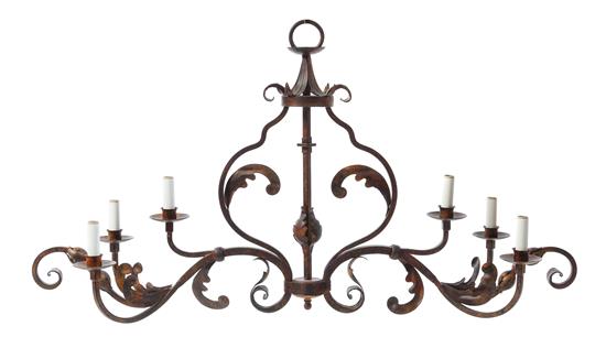 Appraisal: Sale Lot A Baroque Style Wrought Metal Six-Light Chandelier style