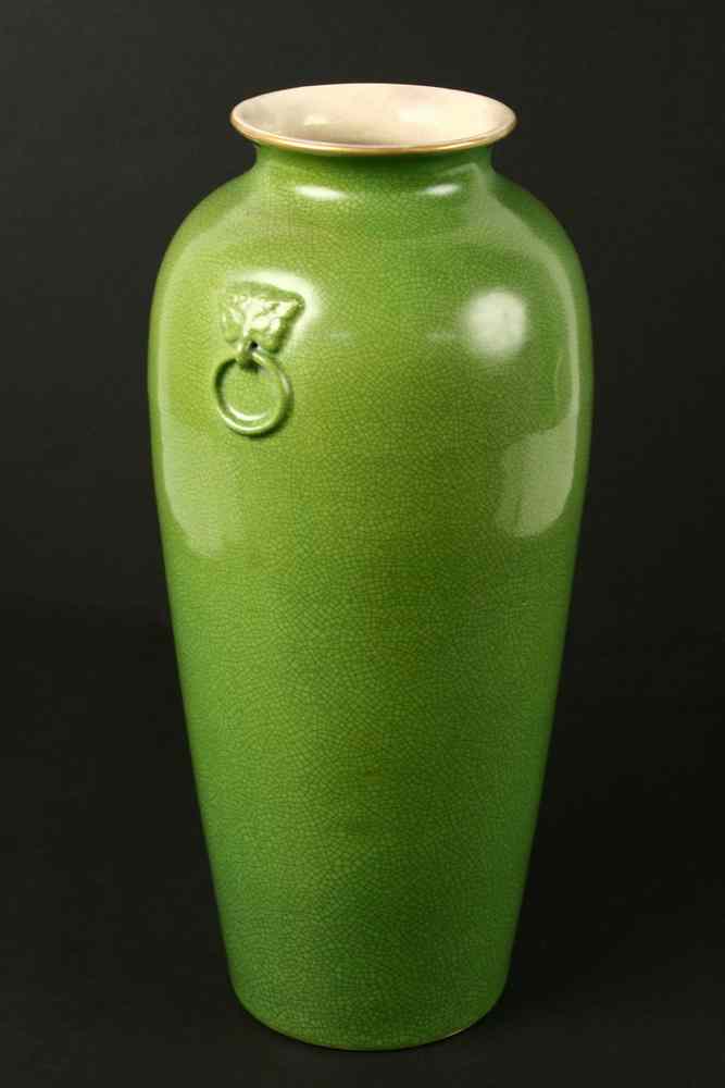 Appraisal: VASE - Chinese tapered urn form with shaded green crackle