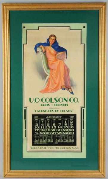 Appraisal: U O Colson Lithograph Calendar Fascinating One crease to middle