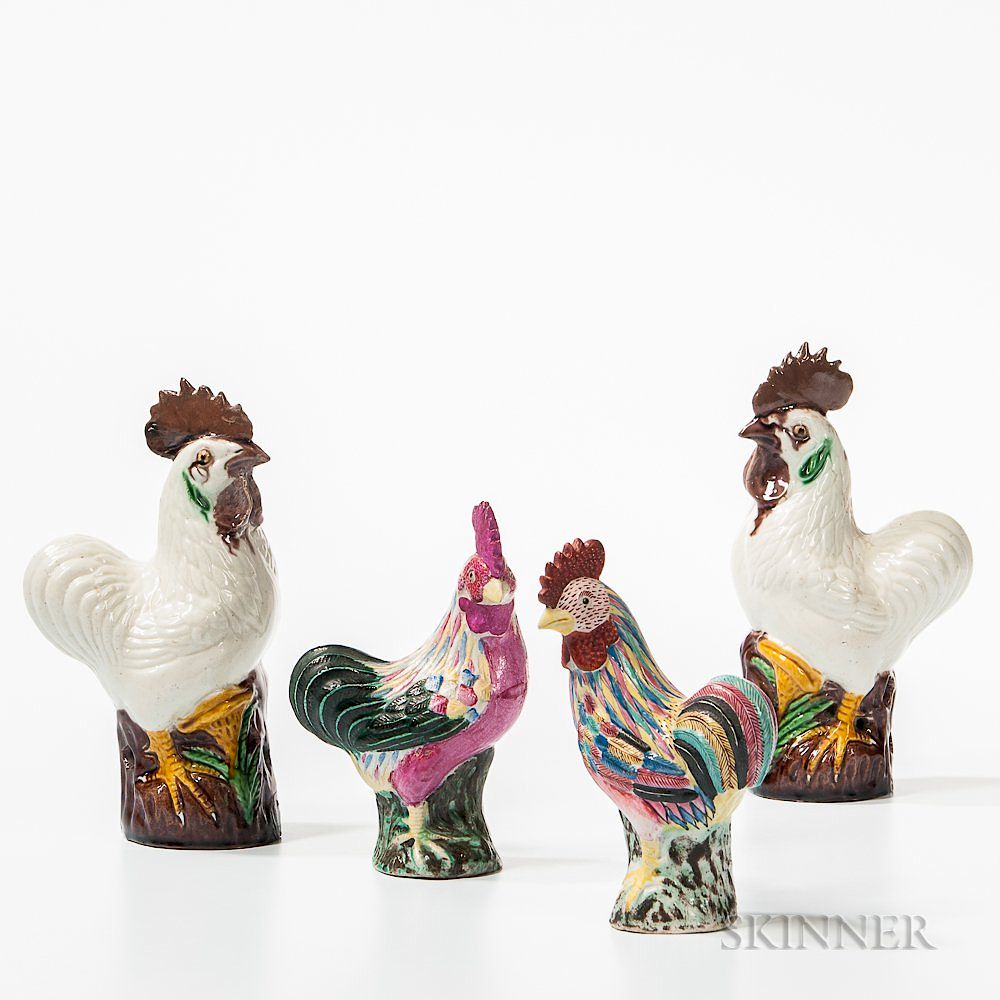 Appraisal: Two Pairs of Roosters Two Pairs of Roosters China one